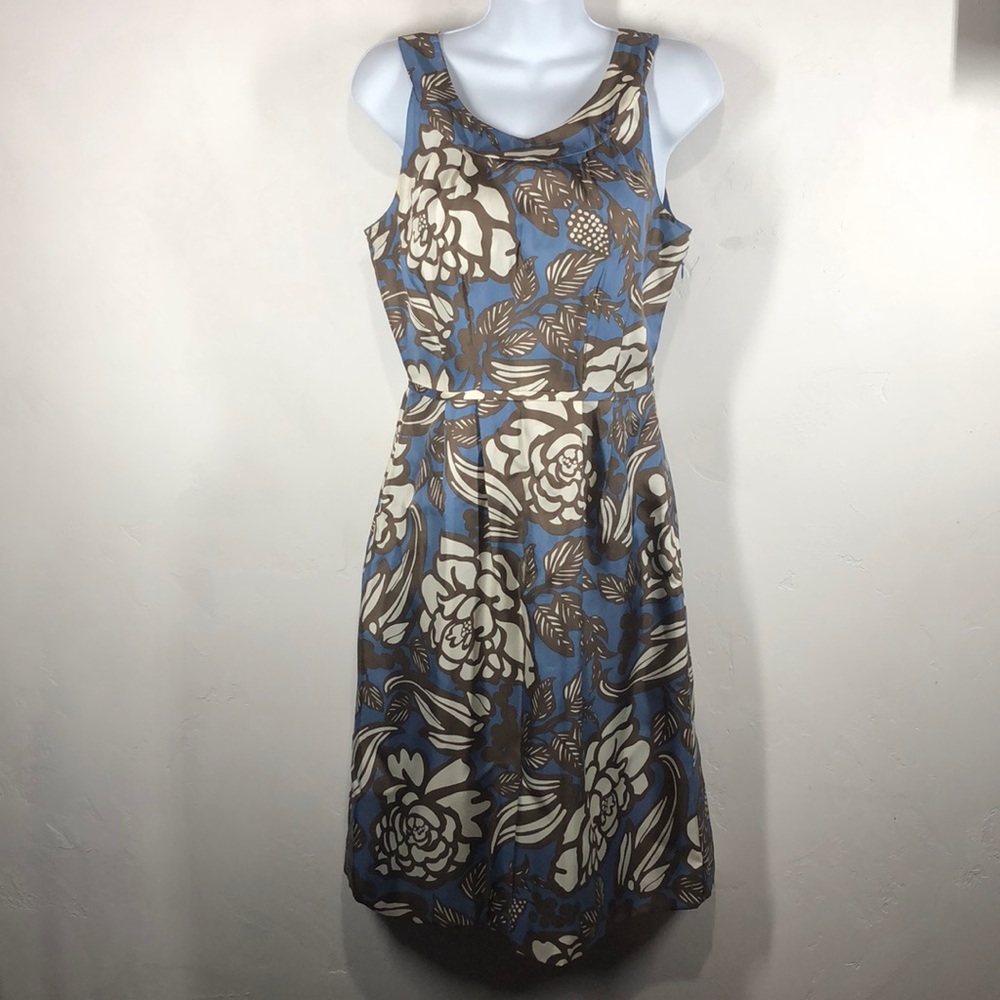 Boden 100% silk blue floral dress size UK 10/US 6